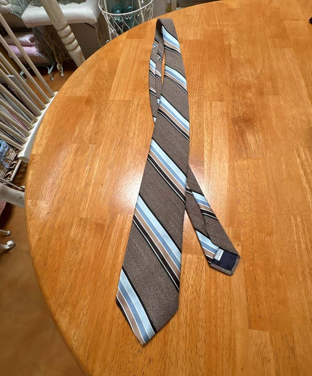 Vintage Beau Brummell Striped Necktie Brown Blue